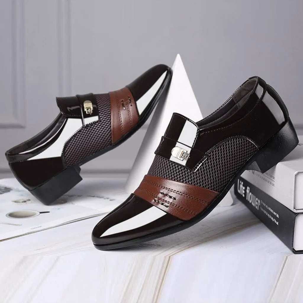 Black Dress Shoes Slip Ons for Men Shoes Shoe Male Suit Business Men Comfortable Leather Wedding Casual Shoes Men's Leather Shoes Black Non Slip Shoes Business Casual for Men