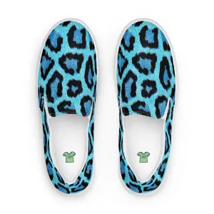 Blue Leopard Print Women’s slip-on canvas shoes