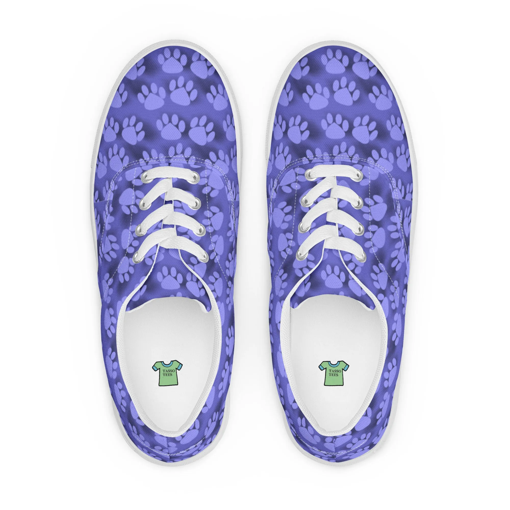 Blue Paw Print Women’s lace-up canvas shoes