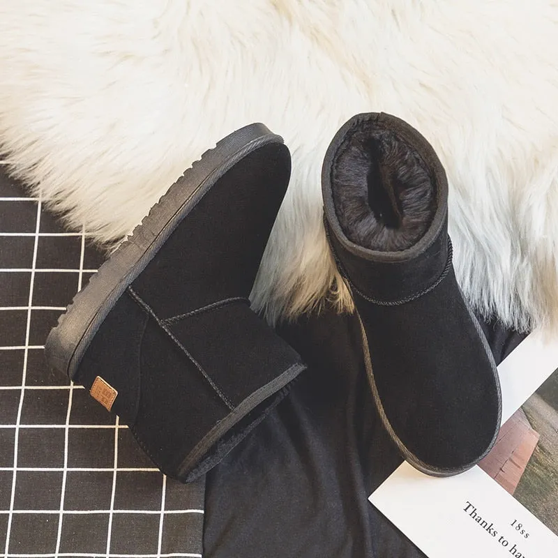 Brand Women&#39;s Shoes Australian Boots Winter Footwear Round Toe Flat Heel Boots-Women Fashion Snow Low 2022 Ladies Ankle Cotton