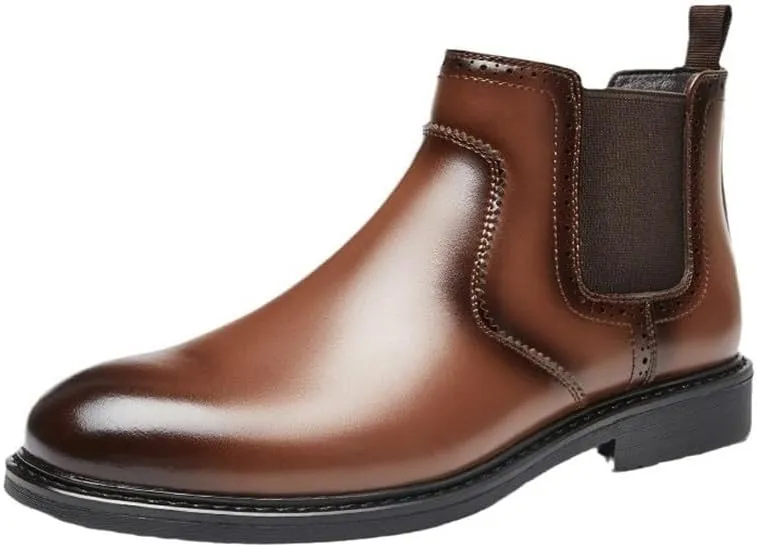 British Casual Business Chelsea Boots Cigarette Boots Boots Round Toe Non-slip Shock-absorbing Wear-resistant Sole Horseshoe Heel(white-Patch five-pointed star4,9.5)