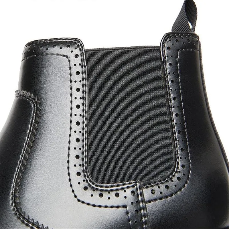 British Casual Business Chelsea Boots Cigarette Boots Boots Round Toe Non-slip Shock-absorbing Wear-resistant Sole Horseshoe Heel(white-Patch five-pointed star4,9.5)