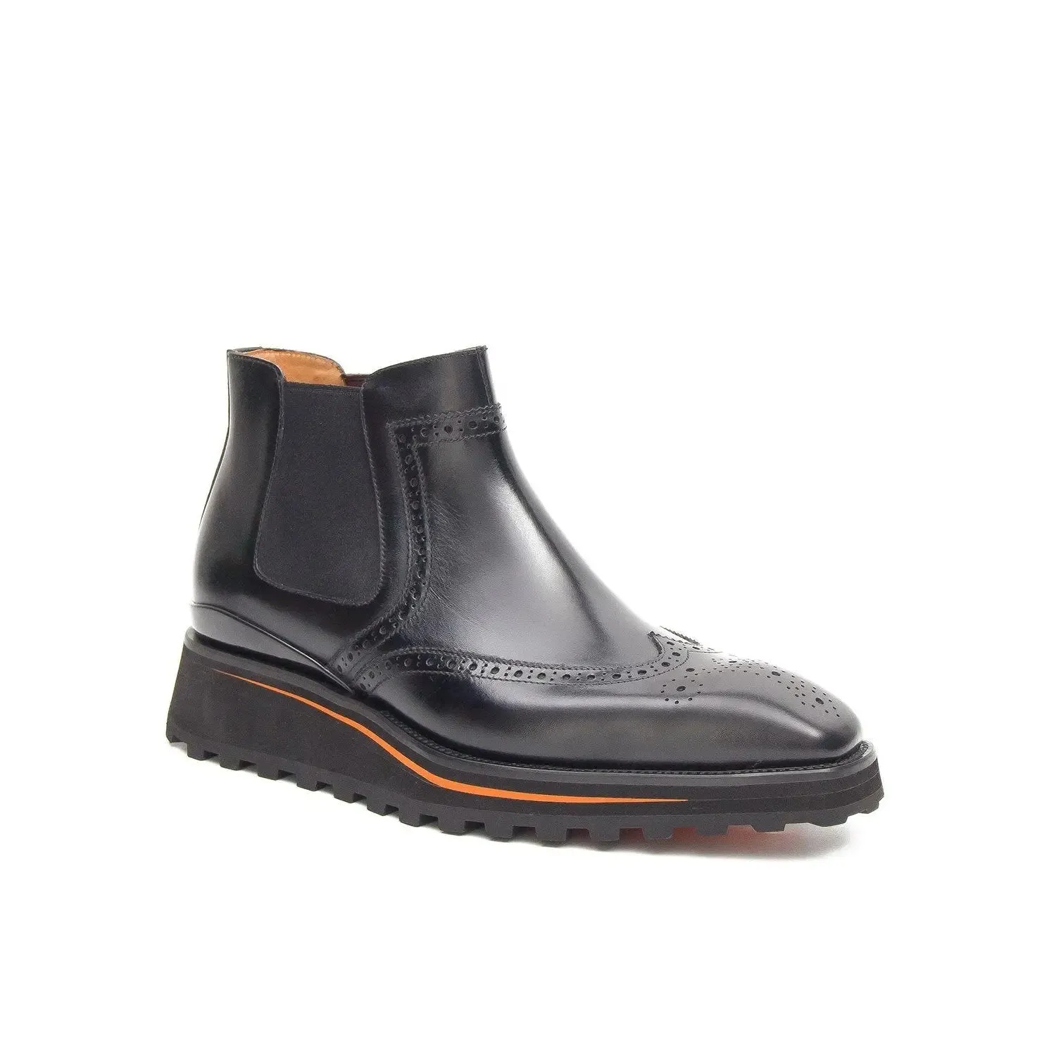 Brogue Thick-Soled Chelsea Boot 2891 Black
