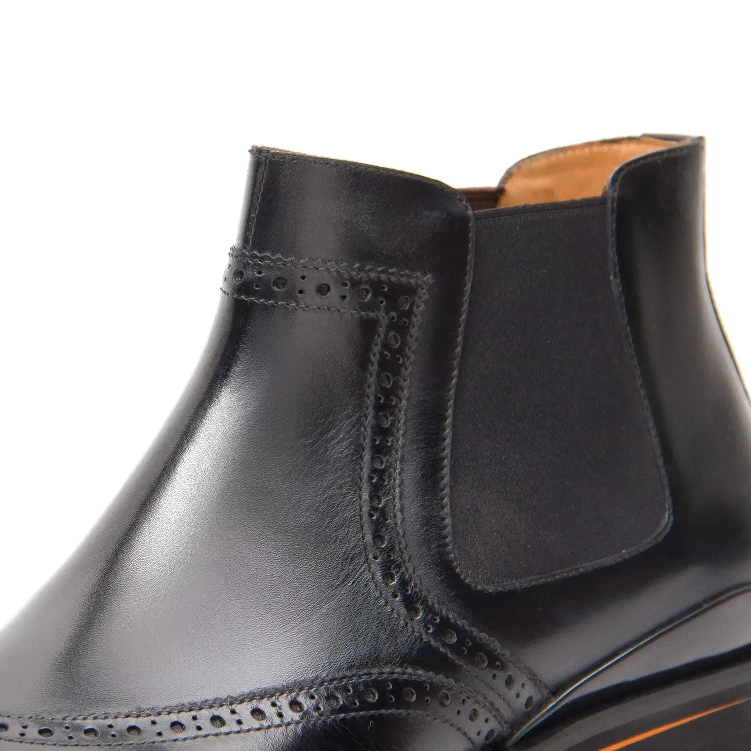 Brogue Thick-Soled Chelsea Boot 2891 Black