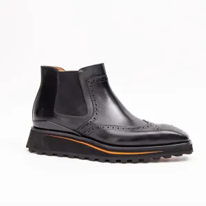 Brogue Thick-Soled Chelsea Boot 2891 Black