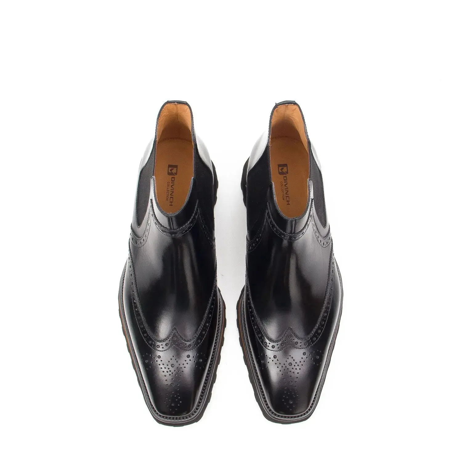 Brogue Thick-Soled Chelsea Boot 2891 Black