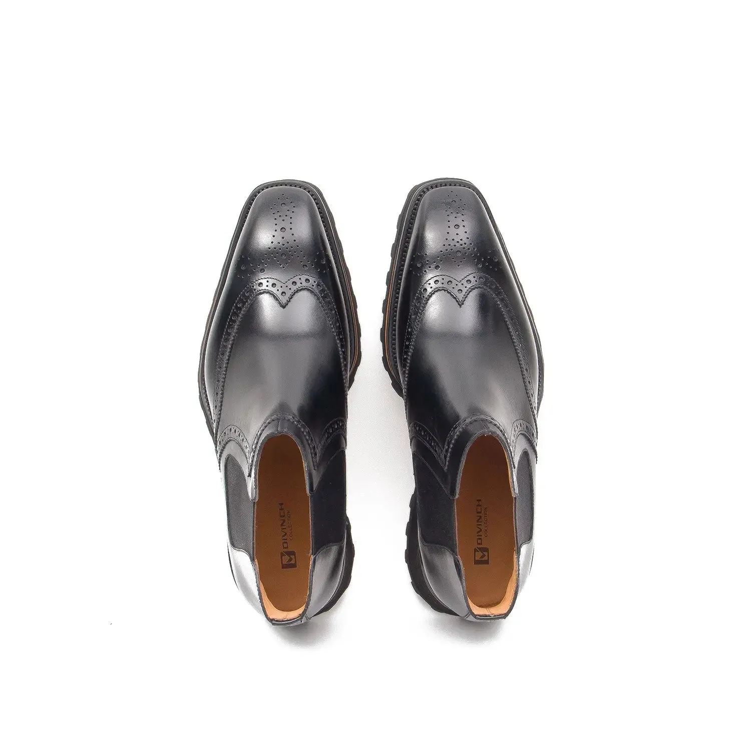 Brogue Thick-Soled Chelsea Boot 2891 Black