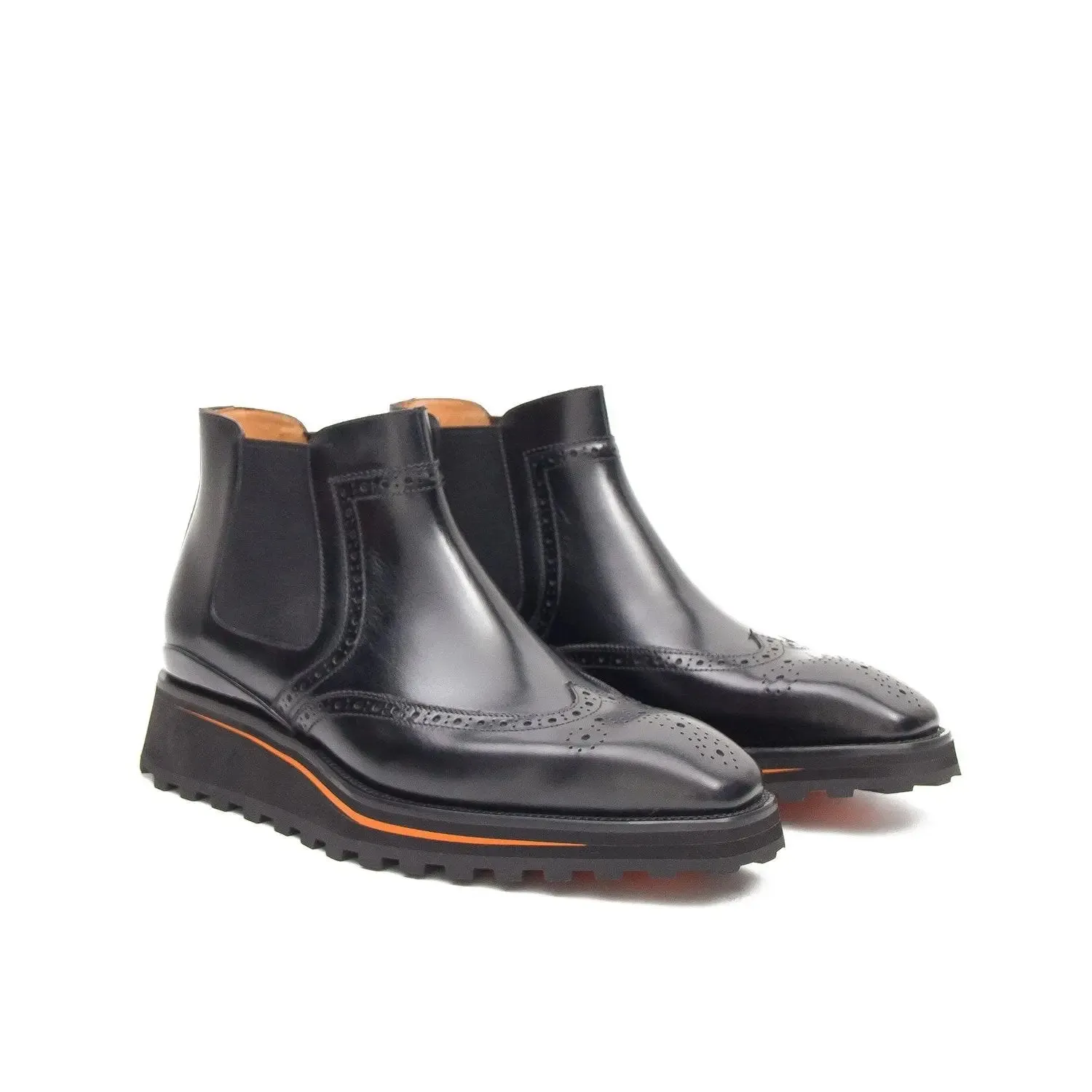 Brogue Thick-Soled Chelsea Boot 2891 Black