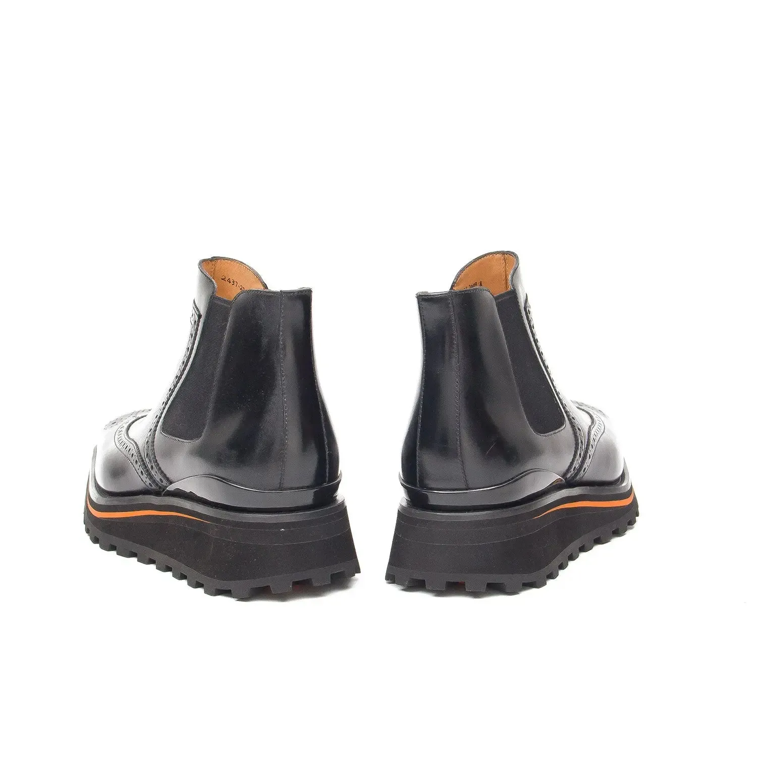 Brogue Thick-Soled Chelsea Boot 2891 Black