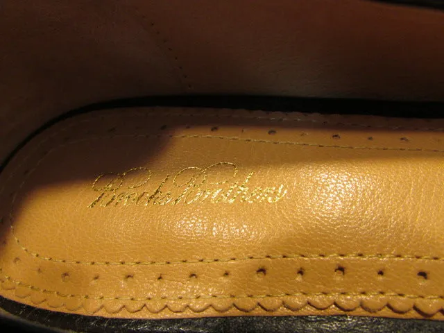 Brooks Brothers Pointed Toe Black Pebble Leather Ballet Flats