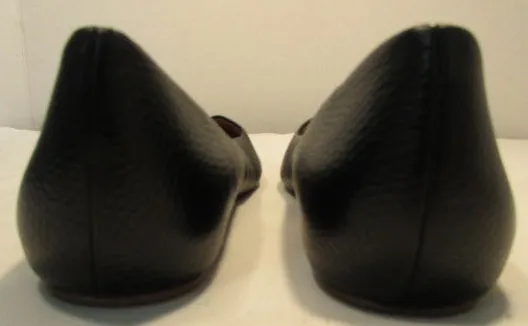 Brooks Brothers Pointed Toe Black Pebble Leather Ballet Flats