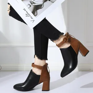 Buckle Block Women's High Heel Ankle Boots