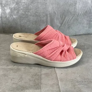 BZEES Women's Pink Smile II Knotted Washable Slide Wedge Sandals SZ 9