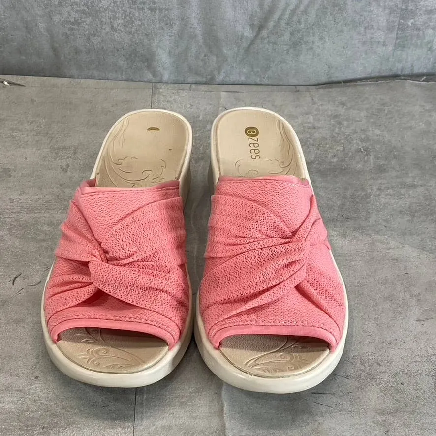 BZEES Women's Pink Smile II Knotted Washable Slide Wedge Sandals SZ 9