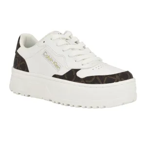 Calvin Klein Women's Karyne2 Sneakers, White/Brown 146, 5