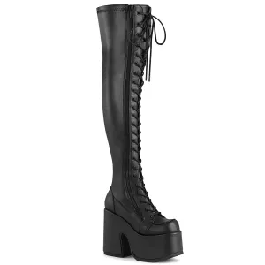CAMEL-300 DemoniaCult Black Vegan Leather Sexy Women's Over-the-Knee Boots (Alternative Footwear)