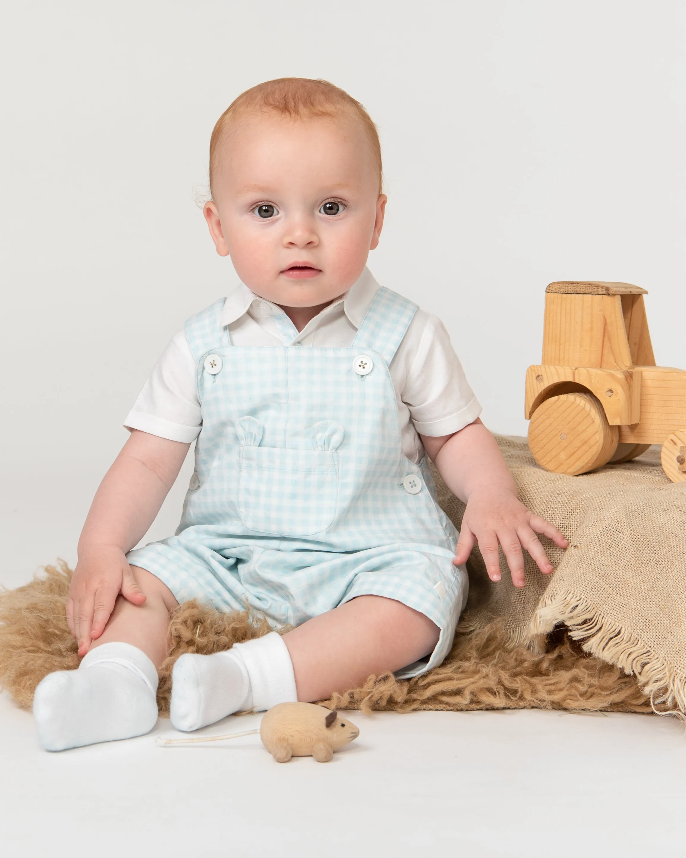 Caramelo Kids Boys Sky Gingham Romper