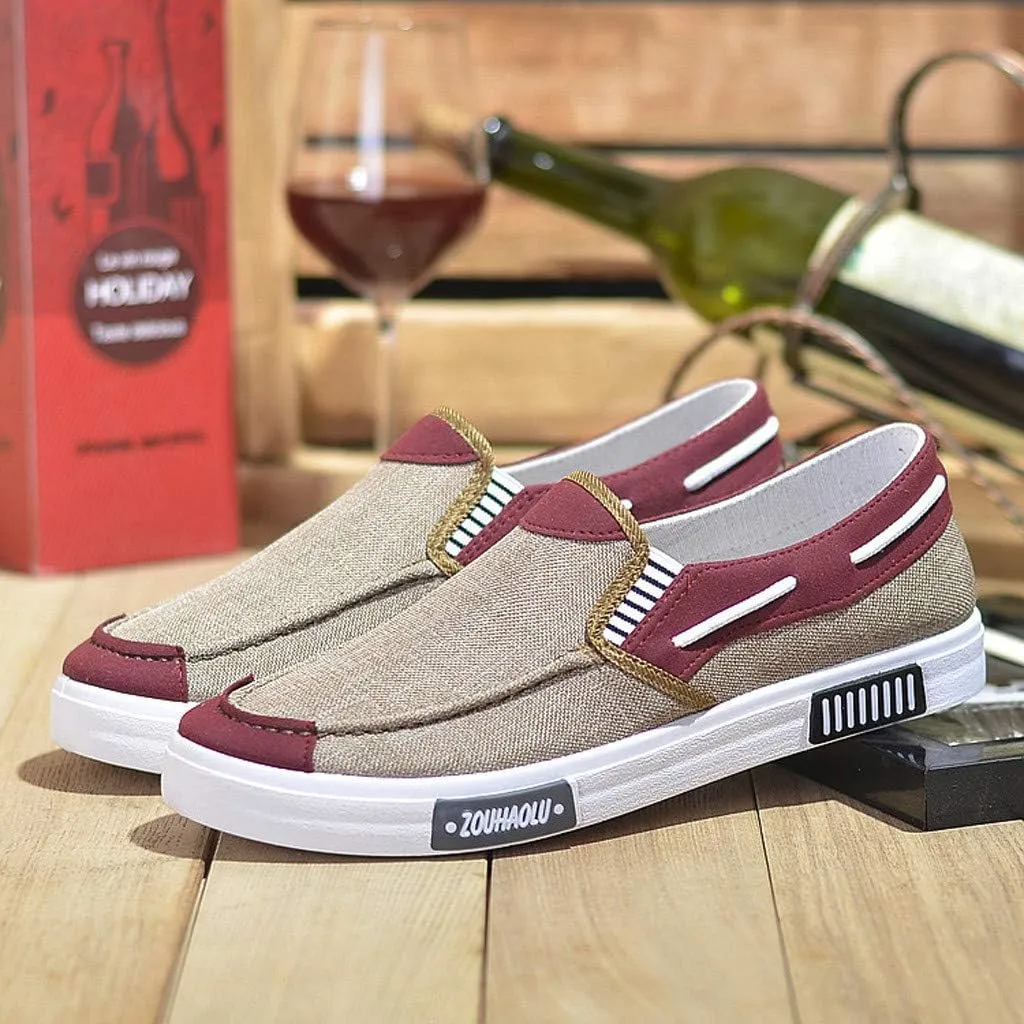 Casual Dress Shoes Men's Canvas Casual Flat Shoes Breathable Comfortable Soft Lightweight