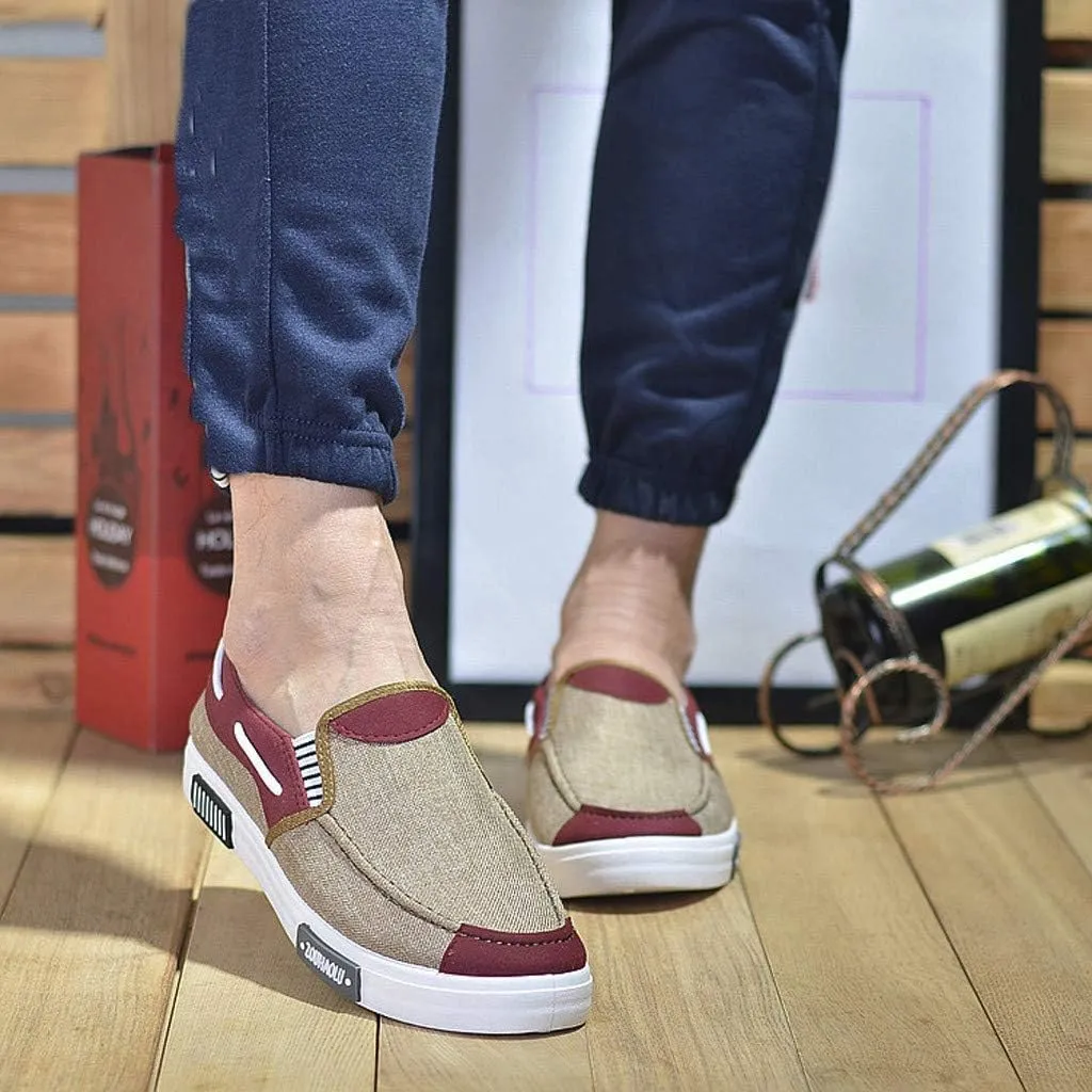 Casual Dress Shoes Men's Canvas Casual Flat Shoes Breathable Comfortable Soft Lightweight