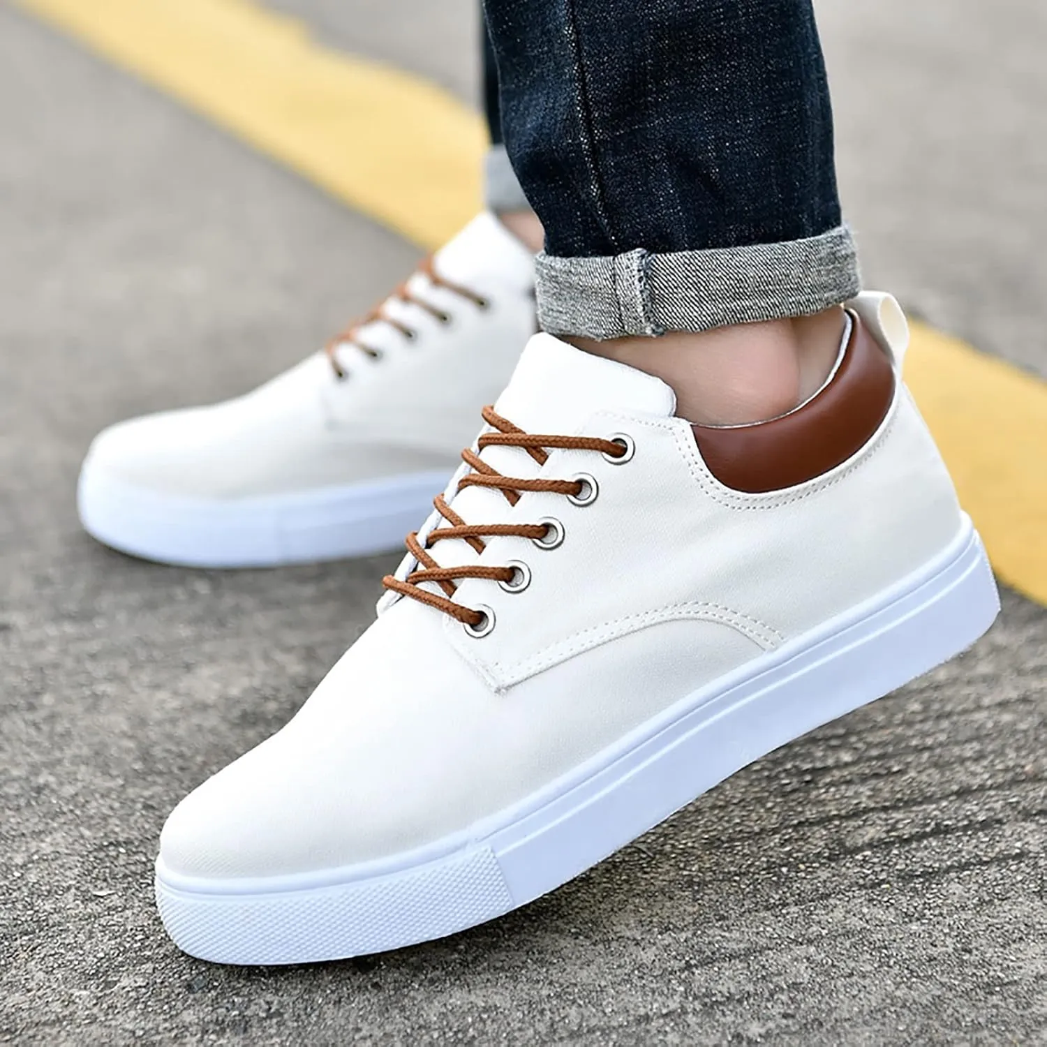 Casual Walking Shoes Men Low Top Canvas Walking Shoes Lace Up Fashion Casual