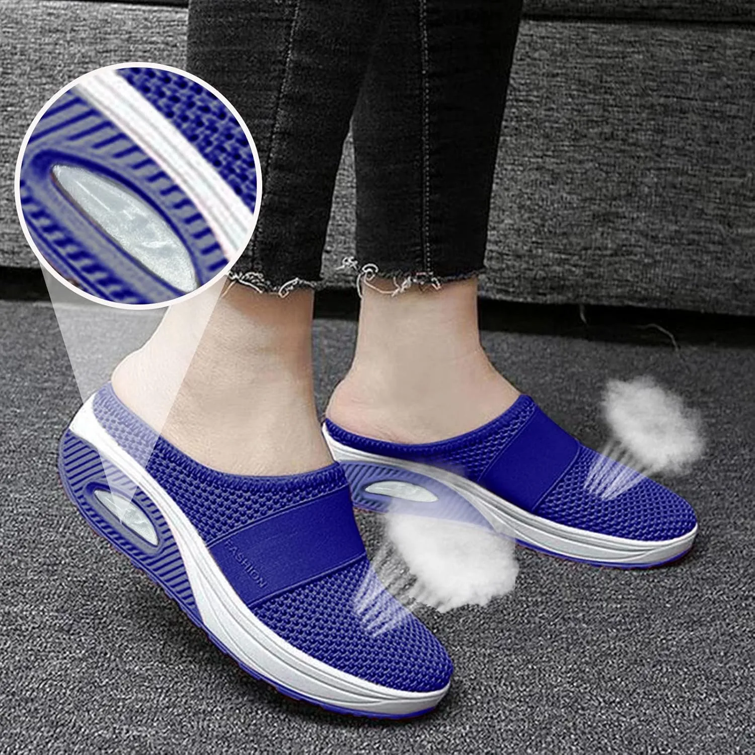 Cathalem Mule Sneakers for Women Breathable Mesh Walking Mules Shoes Lightweight Slip On Backless Sneakers for Women