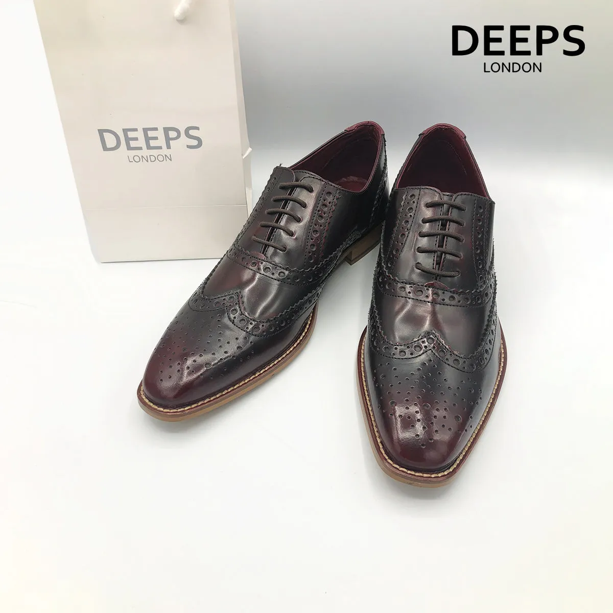 CHAD MENS BROGUE LEATHER SHOES BORDO
