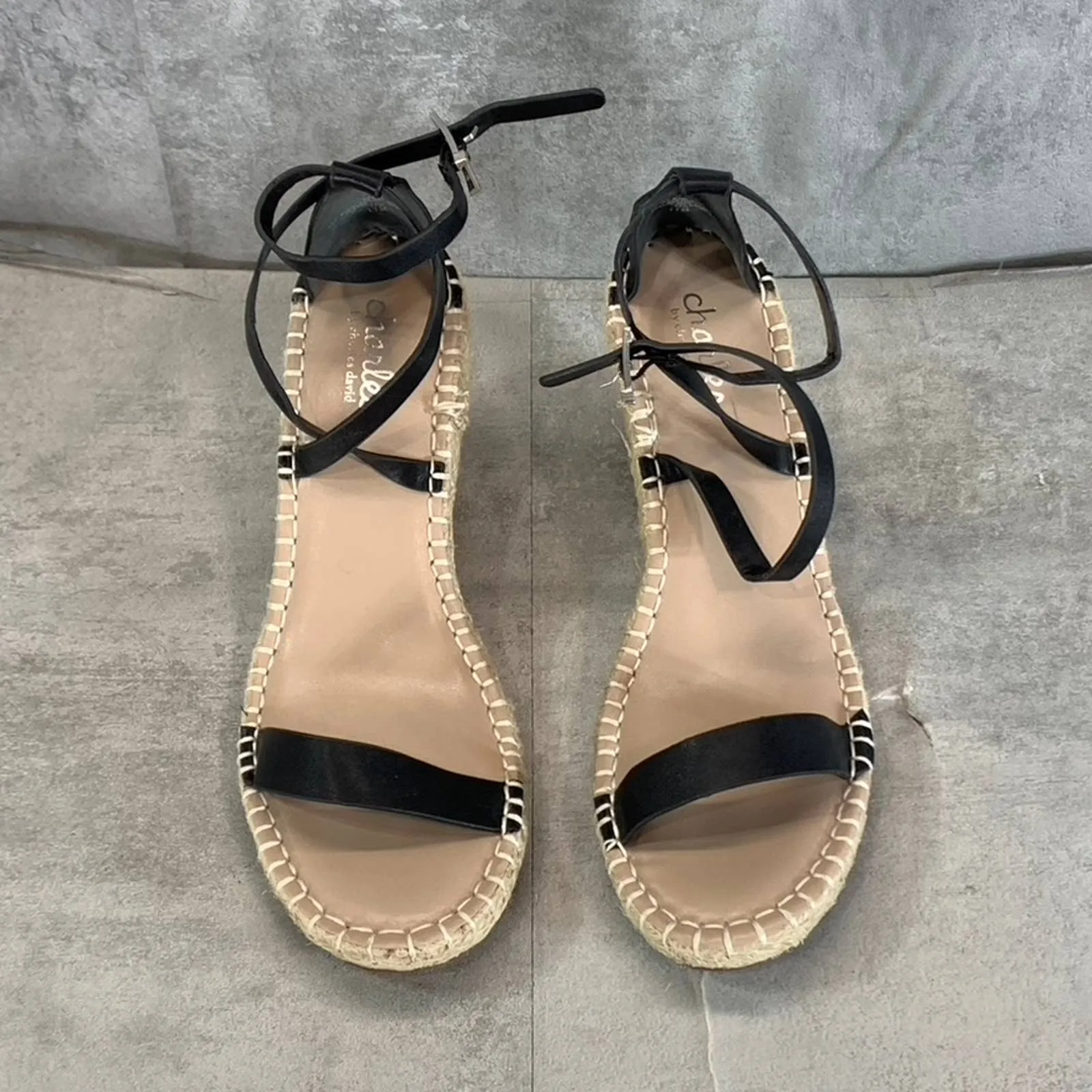 CHARLES BY CHARLES DAVID Women's Black Nola Wedge Espadrille Sandals SZ 11