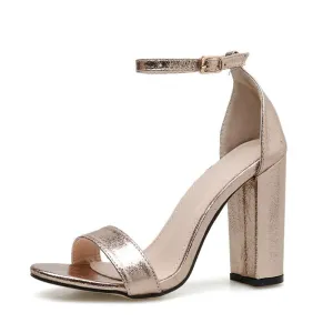 Chicvane Chunky Heel Ankle Buckle Closure Bridal Sandals