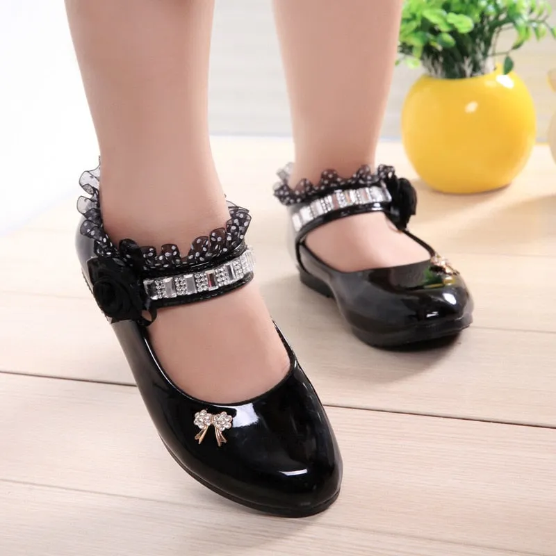 Children Elegant Princess Leather Sandals Kids Girls Wedding Dress Party Beaded Shoes For Girls