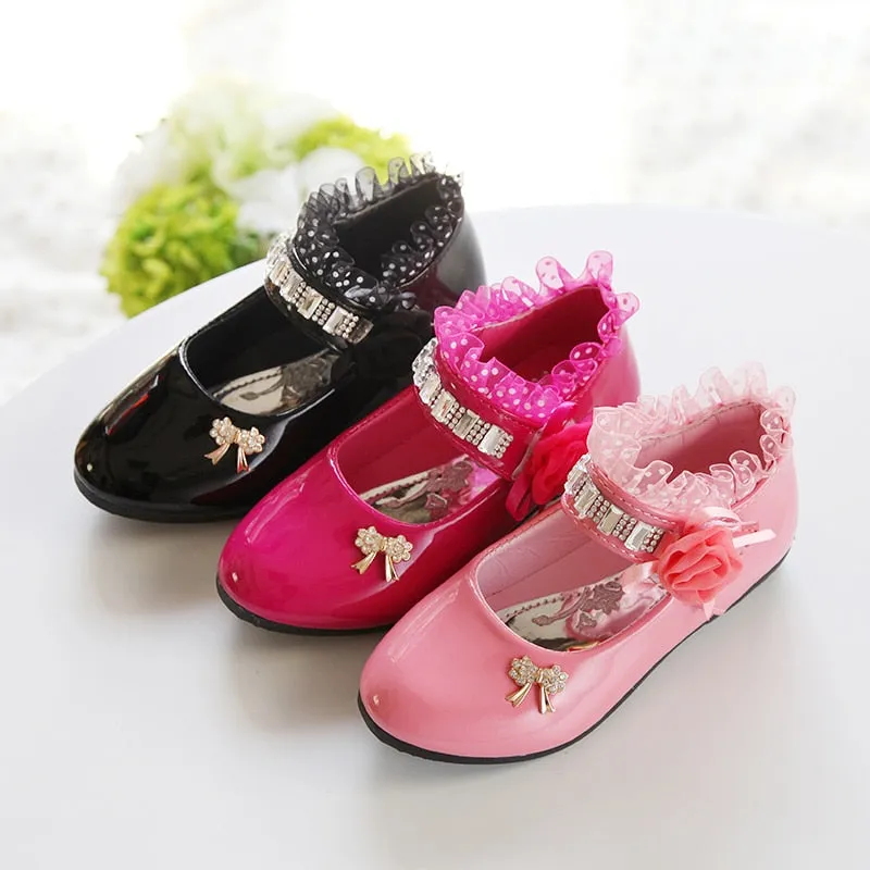 Children Elegant Princess Leather Sandals Kids Girls Wedding Dress Party Beaded Shoes For Girls