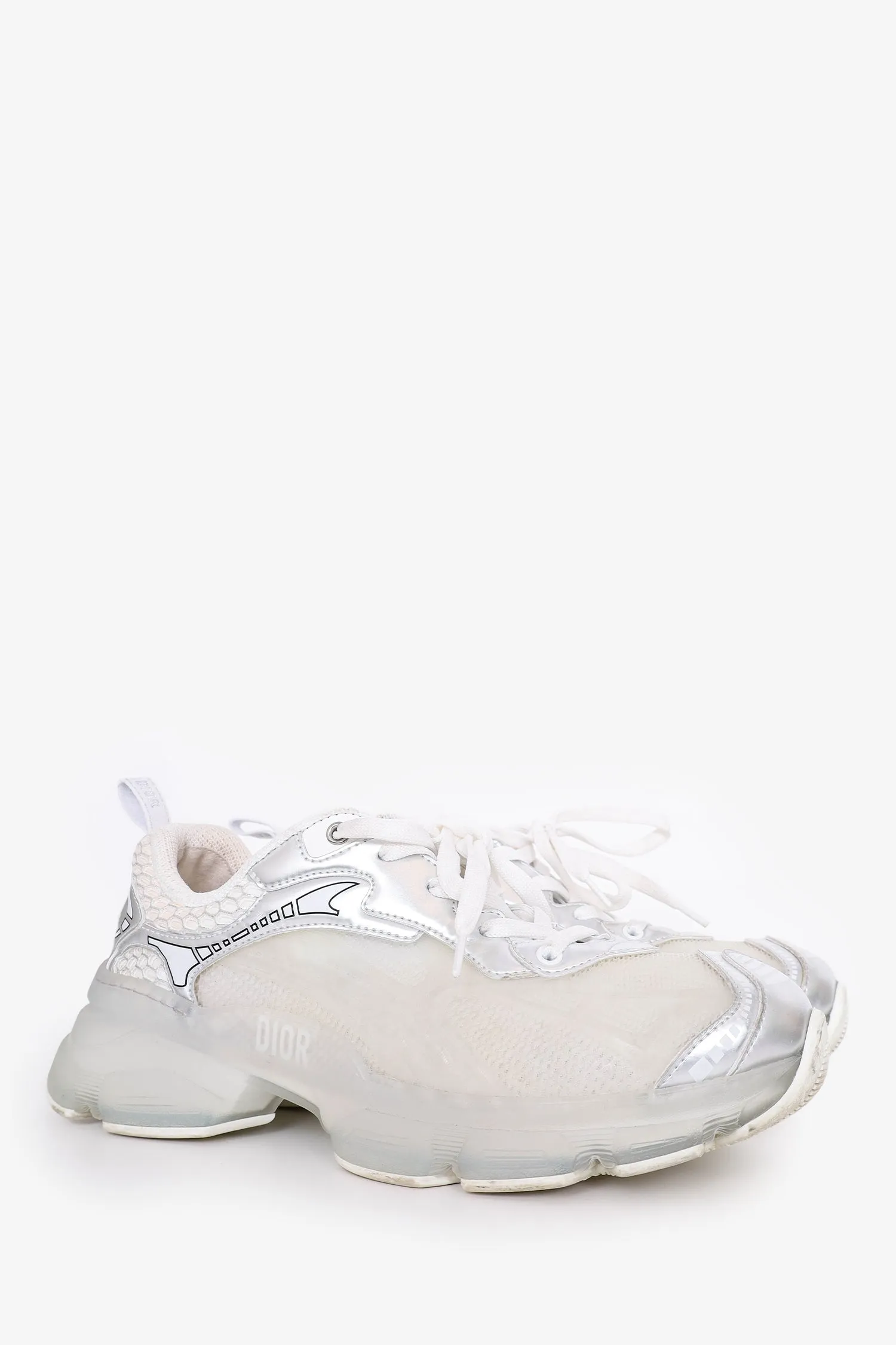 Christian Dior White/Silver Mesh Technical Chunky Vibe Sneakers Size 40 Mens