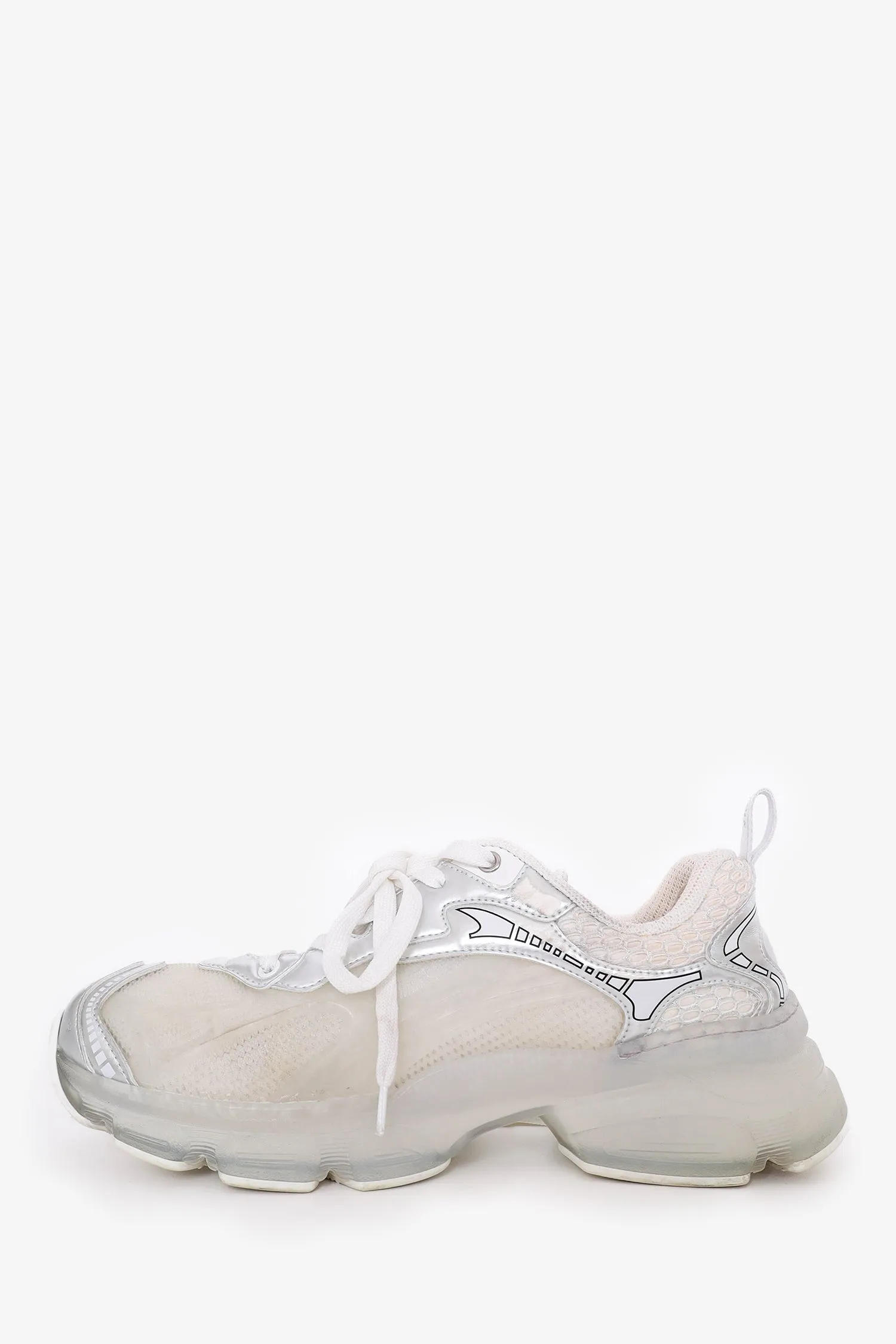 Christian Dior White/Silver Mesh Technical Chunky Vibe Sneakers Size 40 Mens