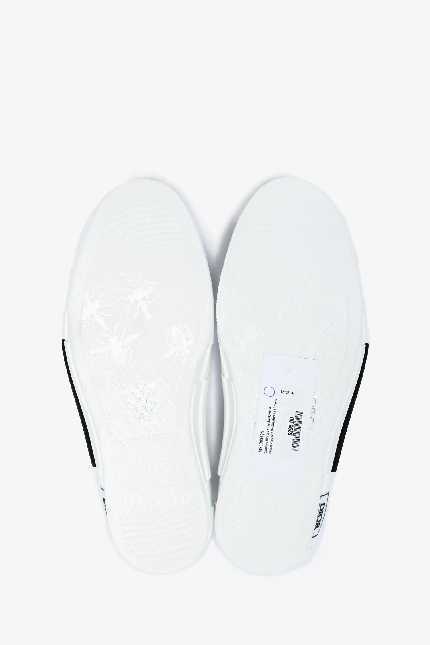 Christian Dior X Stussy  Black/White Canvas Logo Slip On Sneakers Size 41 Mens