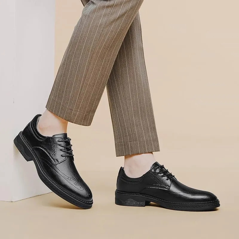 Classic Breathable Oxfords Shoes for Men Modern Men Walking Dress Shoes Men's Height Increase Leather Shoes