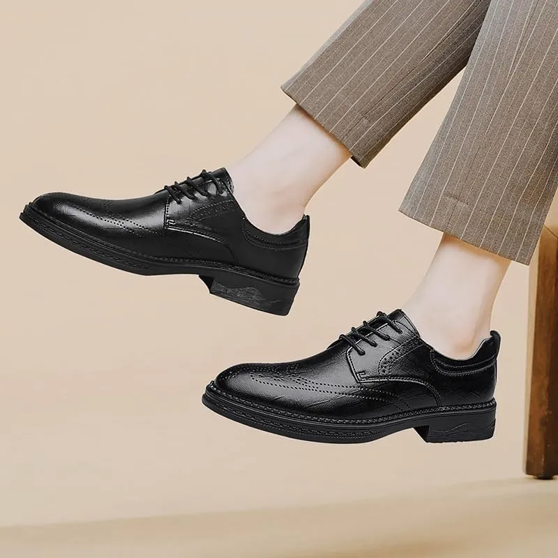 Classic Breathable Oxfords Shoes for Men Modern Men Walking Dress Shoes Men's Height Increase Leather Shoes