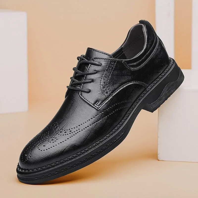 Classic Breathable Oxfords Shoes for Men Modern Men Walking Dress Shoes Men's Height Increase Leather Shoes