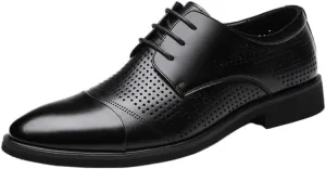 Classic Plain-Toe Men's Dress Oxfords - Anti-Fatigue Formal Shoes with Moisture-Wicking Lining for Weddings, Business Trips & Ceremonies