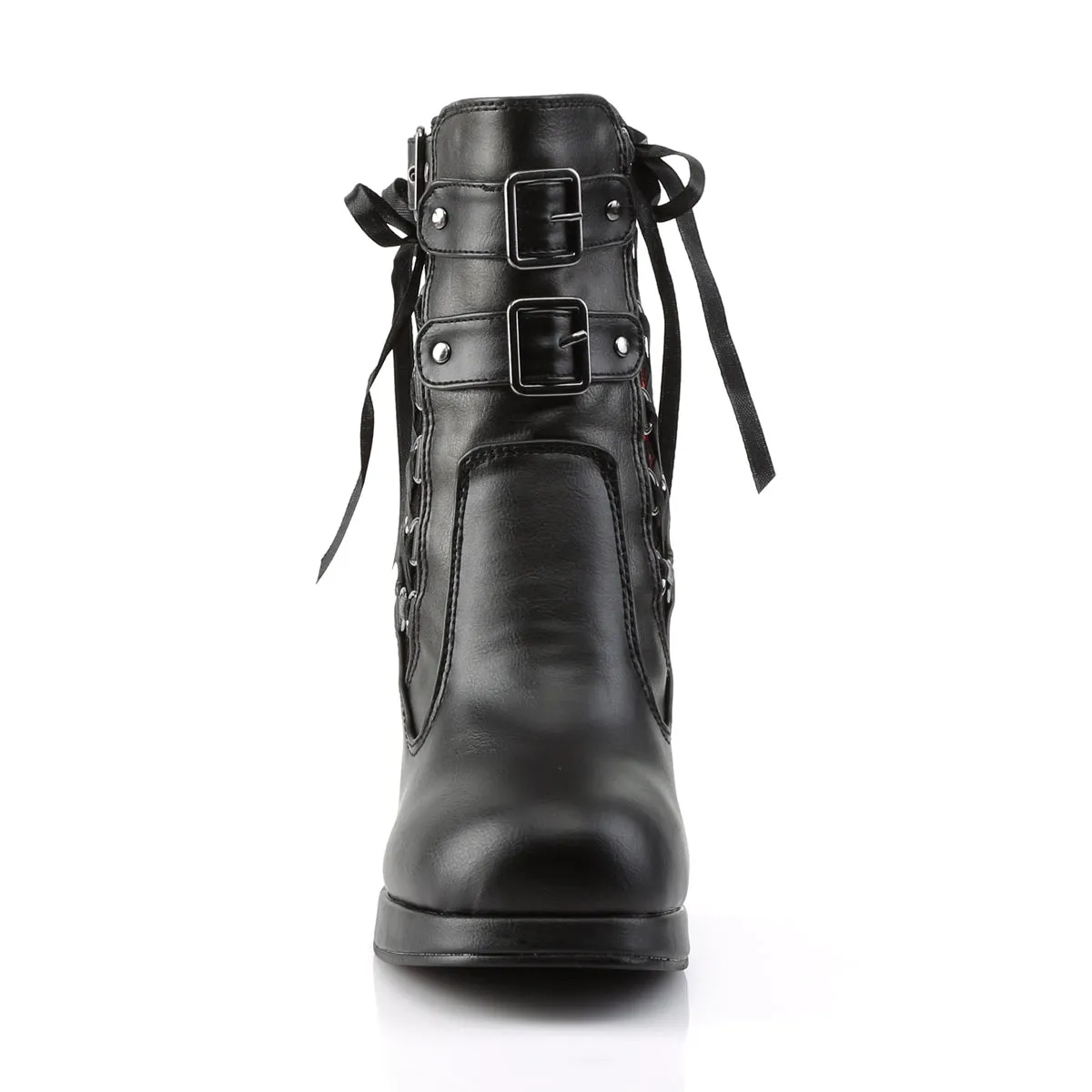 CRYPTO-51 DemoniaCult Black/Red Sexy Women's Ankle Boots (Alternative Footwear)
