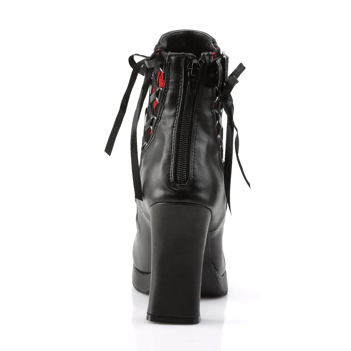 CRYPTO-51 DemoniaCult Black/Red Sexy Women's Ankle Boots (Alternative Footwear)
