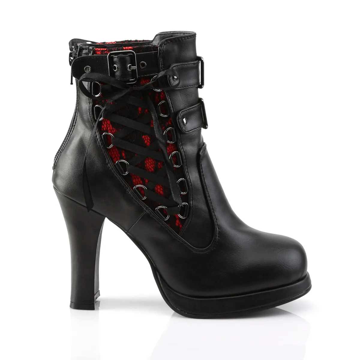 CRYPTO-51 DemoniaCult Black/Red Sexy Women's Ankle Boots (Alternative Footwear)