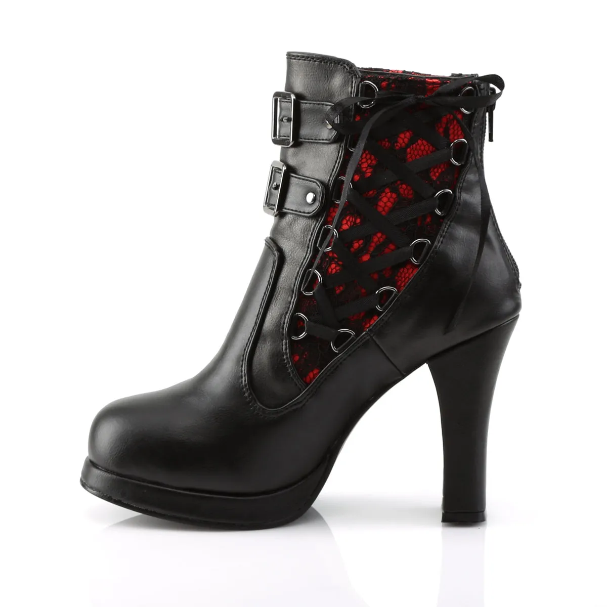 CRYPTO-51 DemoniaCult Black/Red Sexy Women's Ankle Boots (Alternative Footwear)