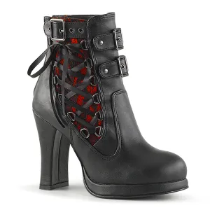 CRYPTO-51 DemoniaCult Black/Red Sexy Women's Ankle Boots (Alternative Footwear)