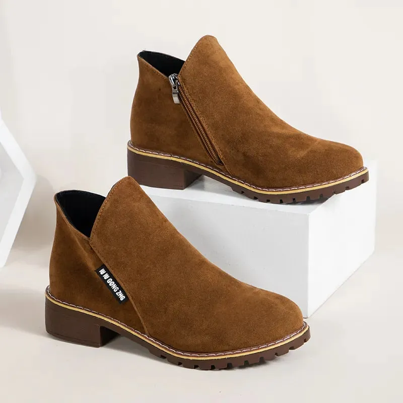 Cuzcare Orthopedic Women Ankle Boots Suede Warm Zipper NonSkid Fashion Designed