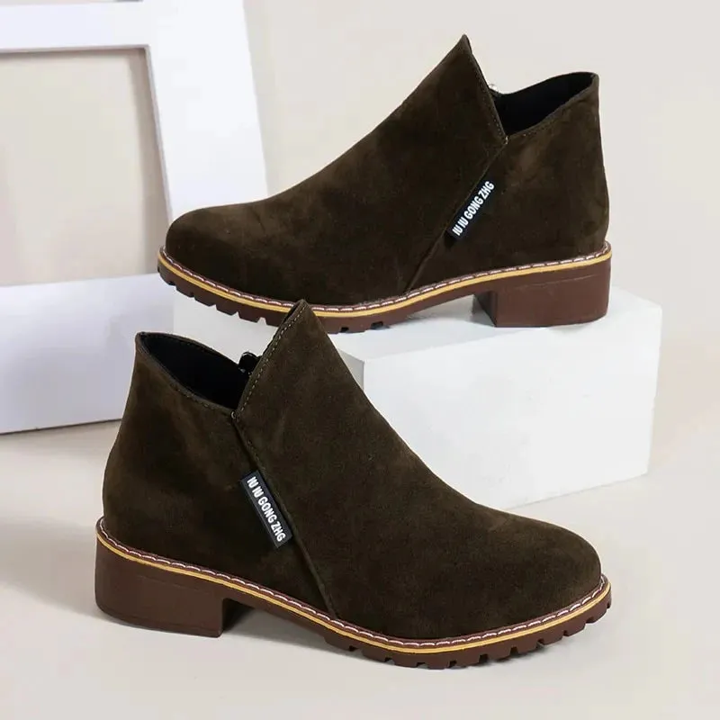 Cuzcare Orthopedic Women Ankle Boots Suede Warm Zipper NonSkid Fashion Designed