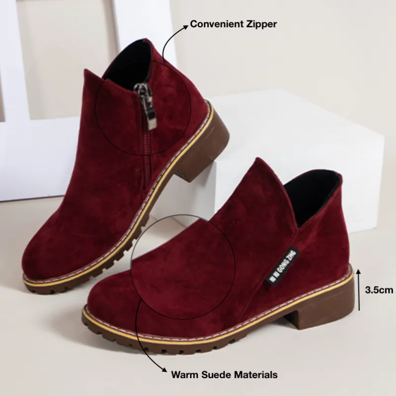 Cuzcare Orthopedic Women Ankle Boots Suede Warm Zipper NonSkid Fashion Designed