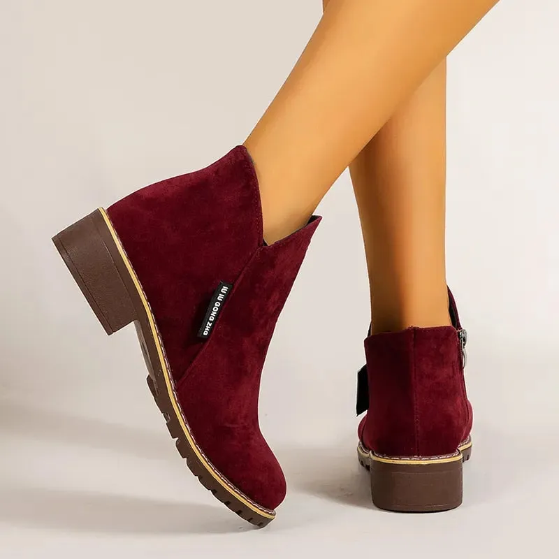 Cuzcare Orthopedic Women Ankle Boots Suede Warm Zipper NonSkid Fashion Designed