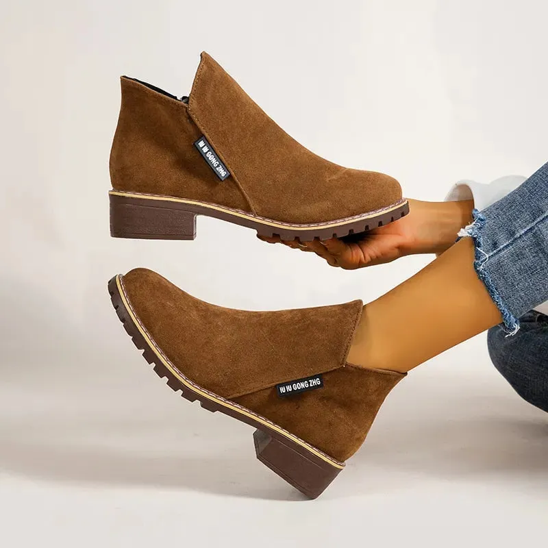 Cuzcare Orthopedic Women Ankle Boots Suede Warm Zipper NonSkid Fashion Designed