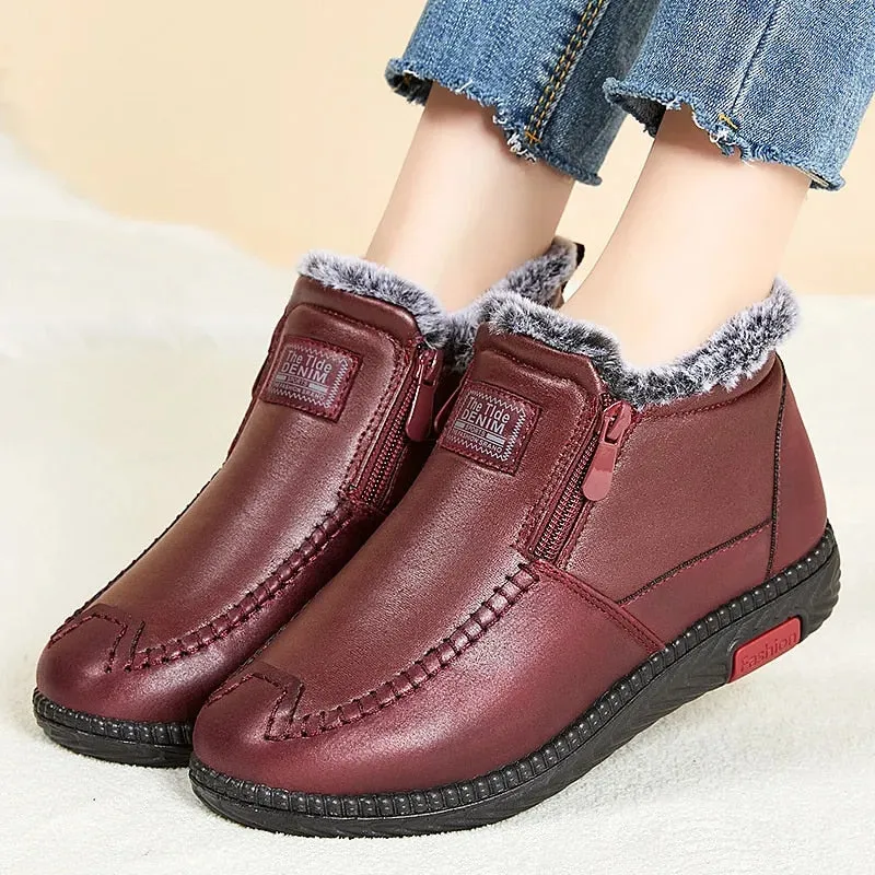 Cuzcare Orthopedic Women Boots Arch Support Warm Waterproof Ankle Boots