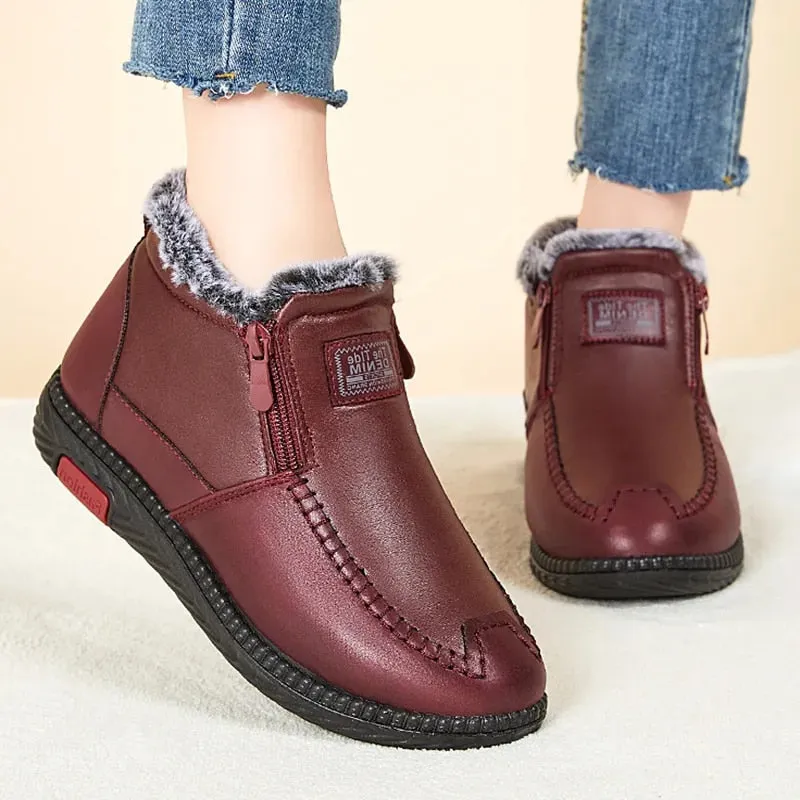 Cuzcare Orthopedic Women Boots Arch Support Warm Waterproof Ankle Boots