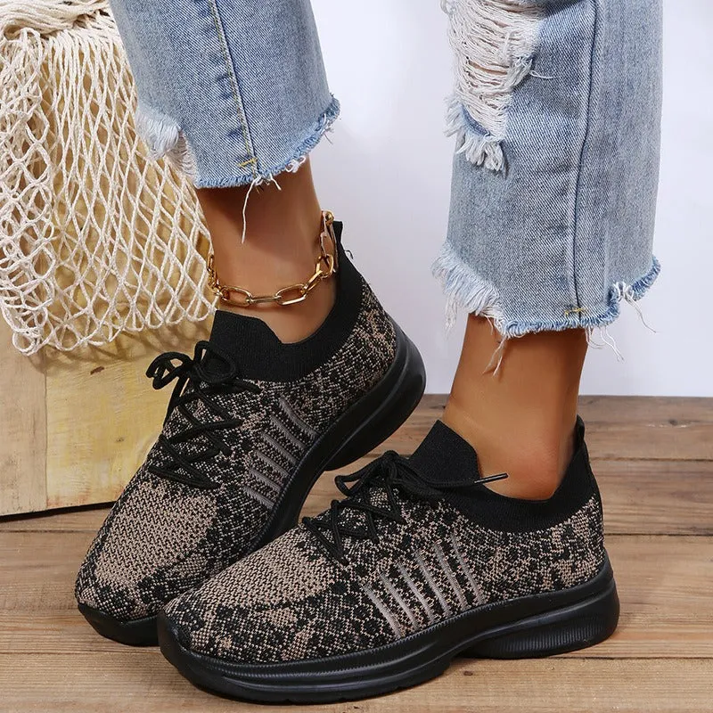 Cuzcare Women Running Orthopedic Shoes Mesh Elastic Collar Thick Platform Sneakers